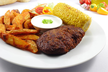 Veggie Cutlet with wedges - Veggie Hacksteak mit Wedges