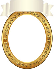 gold frame with transparent space insert for picture and ribbon