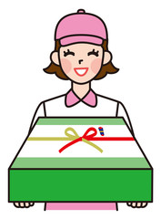 ギフトを届ける宅配の女性