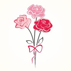 Bouquet of beautiful roses. Hand drawn vector illustration.