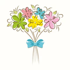 Stickers pour porte Fleurs abstraites Bouquet de belles fleurs. Illustration vectorielle dessinés à la main.