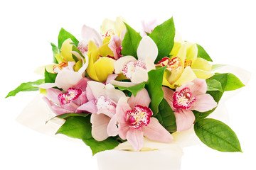 flower bouquet from orchids arrangement centerpiece isolated