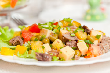 Light salad with cheese, parsley and spices