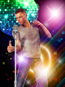 Dancing guy with microphone