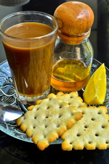 Coffee  snack honey and lemon