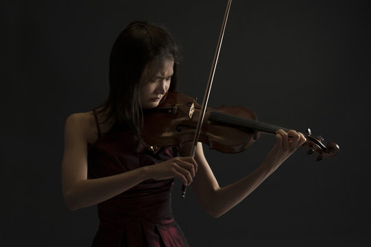 young female violin player