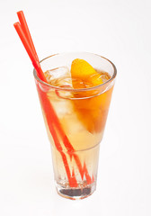 Alcohol cocktail with orange and lemon juice