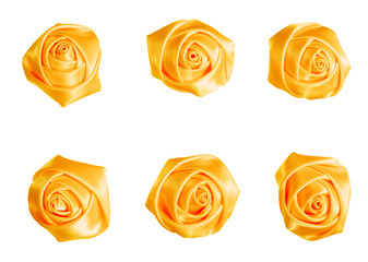 goldenf roses made of silk ribbon