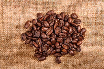 Coffee beans on vintage background