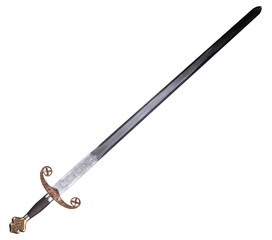 Medieval sword isolated on white background