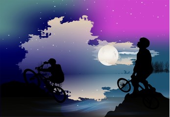 Nocna wycieczka na rowerach, © klatki