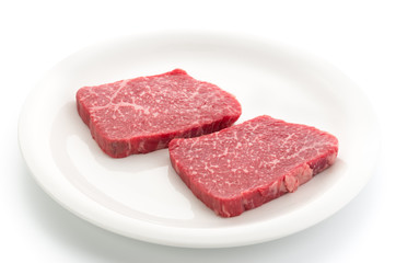 Beef Round Steak on white plate