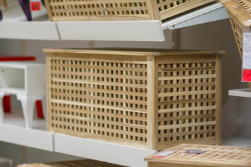 Wood storage boxes with holes in store