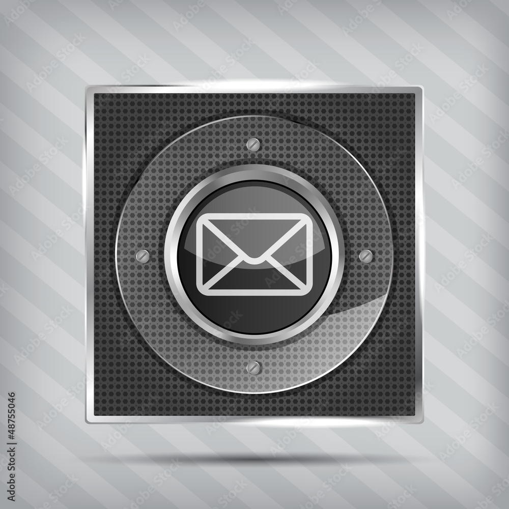 Poster email button icon on the metallic background
