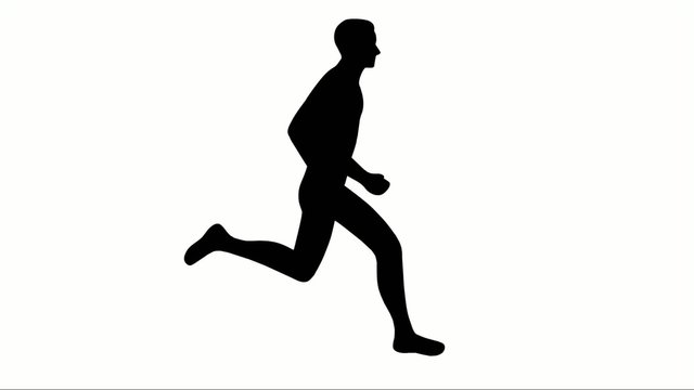2D-Animation eines Läufers – freigestellt, schwarz-weiß und Loop