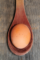 Close up of an egg in spoon
