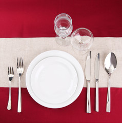 holiday table setting, close up