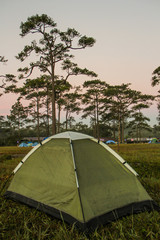 tent on top of the mountain