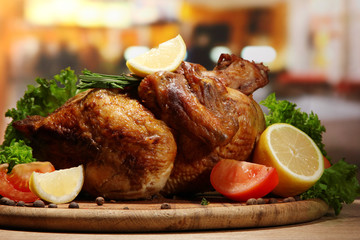 Whole roasted chicken with vegetables