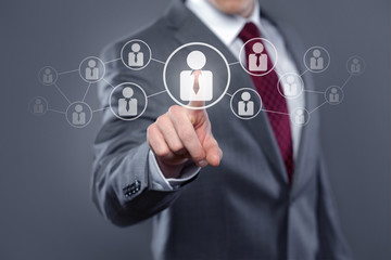Man with Touchscreen Network / Human Resources