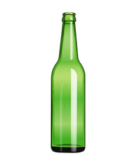green empty beer bottle