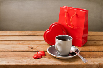 Valentine's Day composition with heart shape chocolate