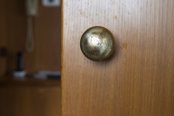 Doorknob in a wooden door