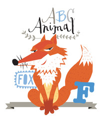 ABC animals: F is for fox. Vector Graphics - 48759811