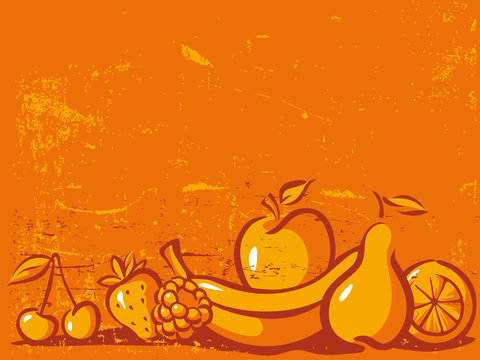 Orange Vintage Background With Fruit