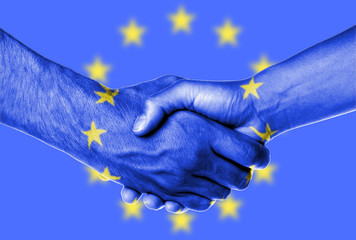 Man and woman shaking hands