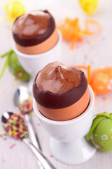chocolate mousse in egg cup