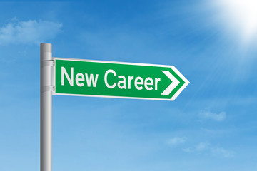 Road sign of new career