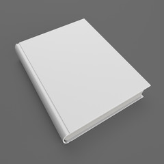 Blank white hardcover book isolated on gray