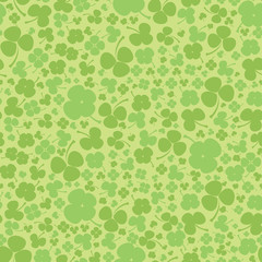 Seamless clover background. Green leaf quatrefoil.