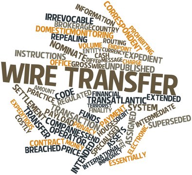 Word cloud for Wire transfer