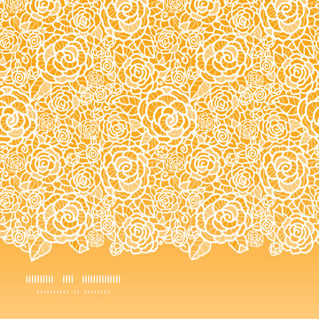 Vector golden lace roses horizontal seamless pattern background