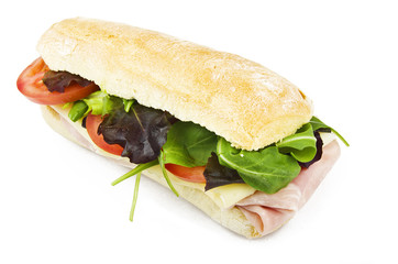  sandwich with lettuce, tomatoes, ham and cheese