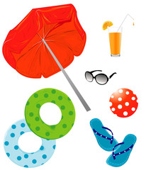 summer holiday icons/symbols