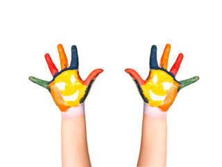The two colorful hands with smile