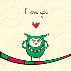 Card with owl in love