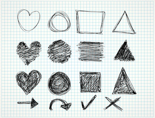 Sketches on the square paper / Vector doodles - 48774005