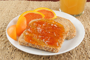 Apricot jam on toast