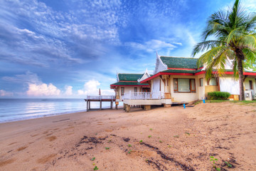 Oriental architecture holiday house on the beach of Thailand