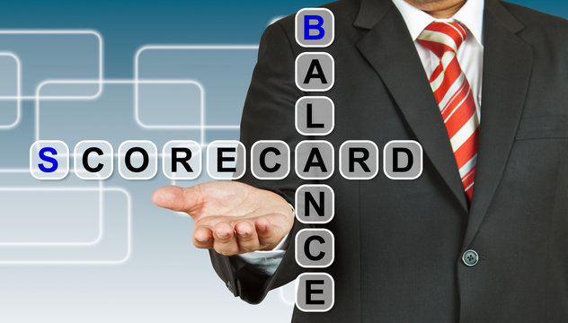 Businessman With Wording Balance Scorecard