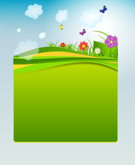 Flower and grass banner. vector illustration