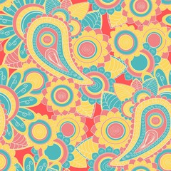 Seamless paisley pattern. Hand drawn background