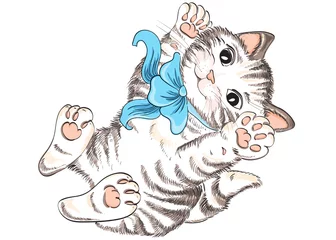 Photo sur Plexiglas Chats Kitty de dessin de main de vecteur