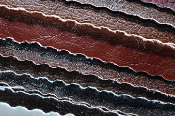 Stack of Artificial Leather Samples Close-Up