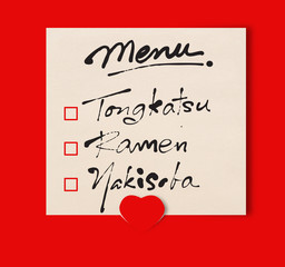 menu note