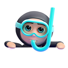 Scuba guy looks over a blank space